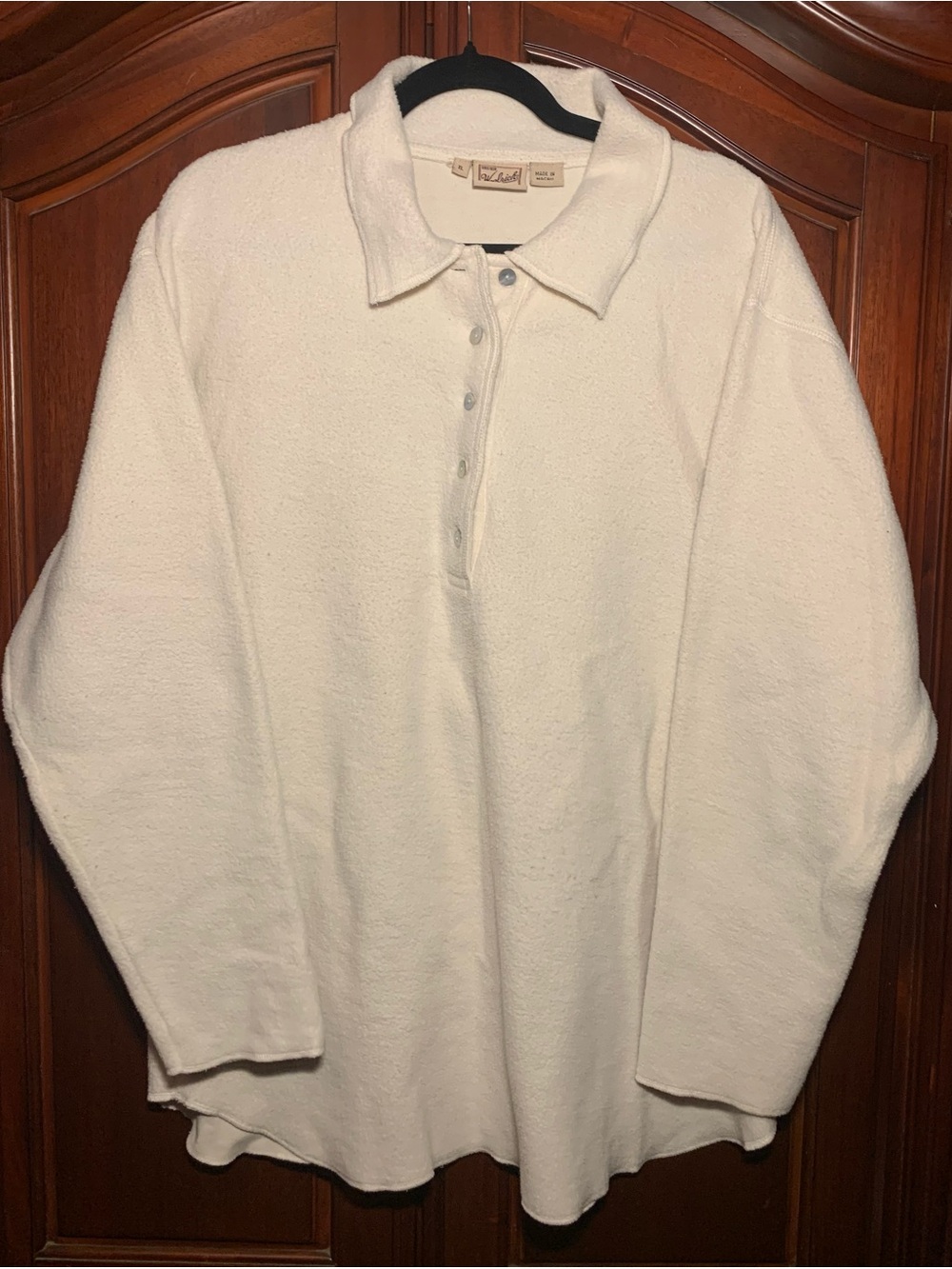 Woolrich Cream Zip-Front Polo Sweater Top